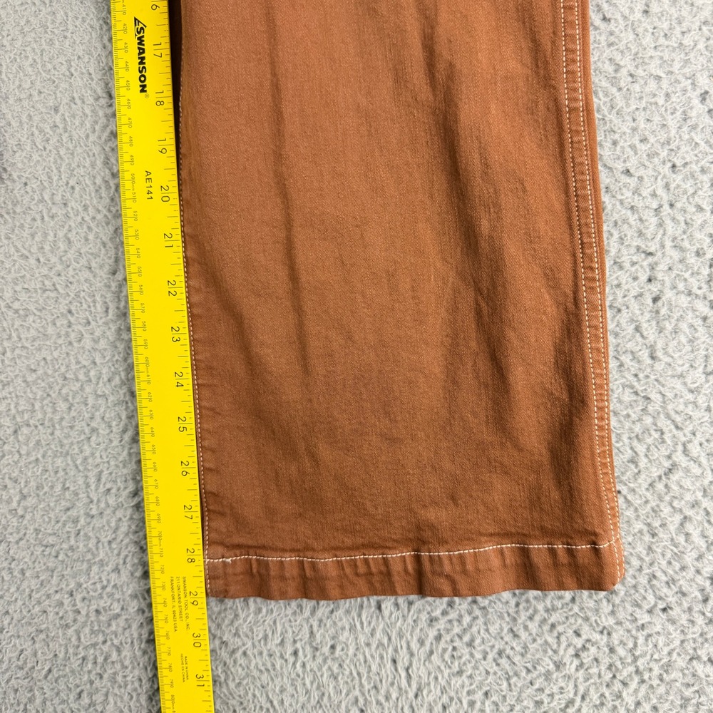 Madewell Emmett Wide-Leg Pants Women 26 Brown Contrast Stitch High Rise Crop - Picture 7 of 15